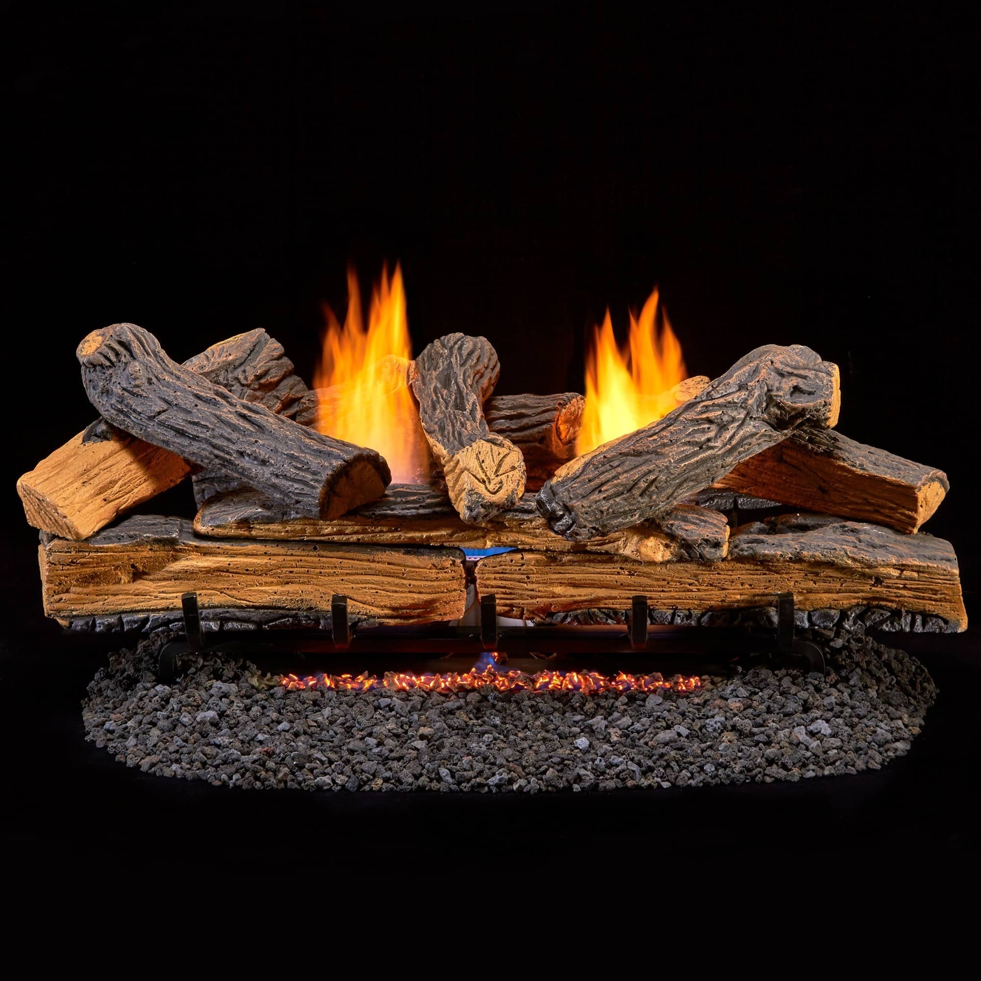 Duluth Forge Ventless Dual Fuel Gas Log Set - 30 in. Split Oak, 33,000 BTU, T-Stat Control - Model# DLS-30T-1